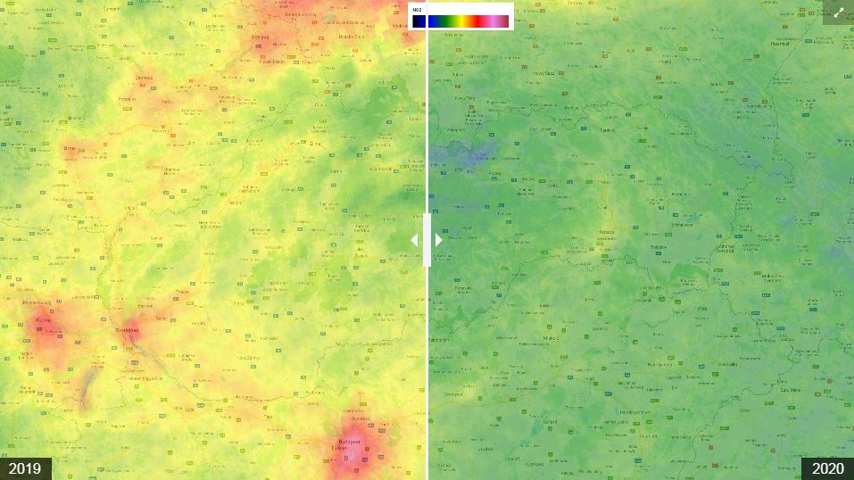 Družicové snímky koncentrací oxidu dusičitého na Slovensku1 min čtení