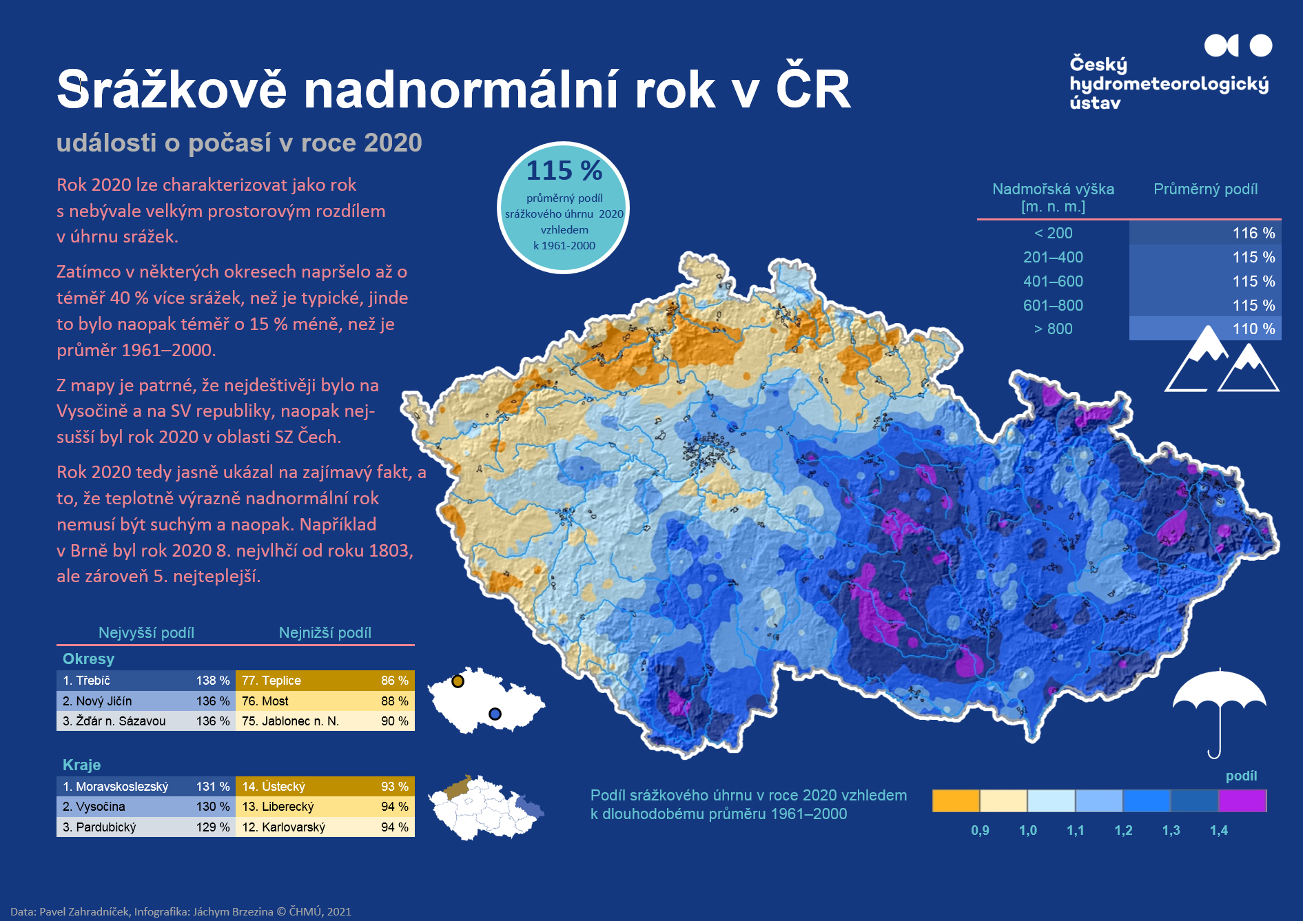 Infografiky 2020 – Srážkově nadnormální rok v České republice – mapa1 min čtení