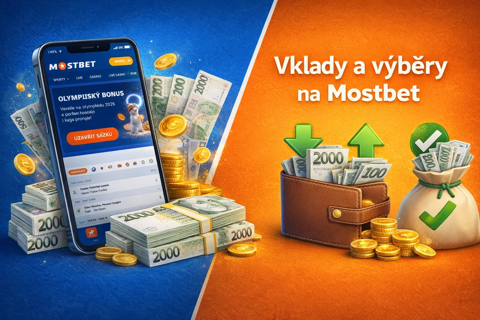 Vklady a výběry na Mostbet